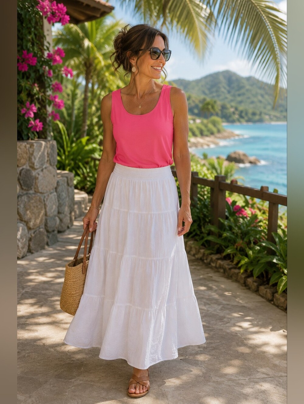 Chico's Slinky Knit Scoop Neck Tank Top in Pink Resortwear Casual Women's L / 12